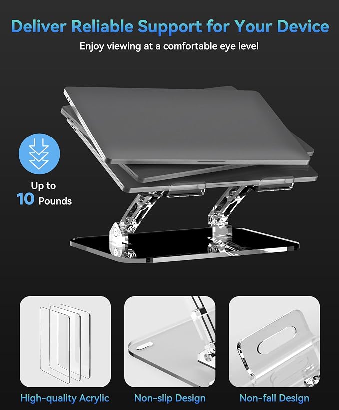 2 Pack Acrylic Laptop Stand for Desk, Adjustable Ergonomic Laptop Riser - Image 6