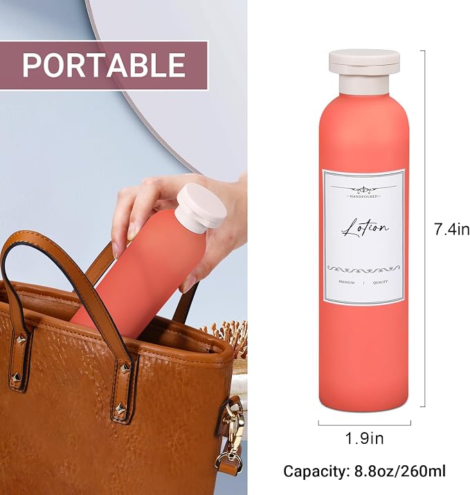 Travel Shampoo Bottle, Empty Plastic Squeeze Bottles 8.8oz - Image 2