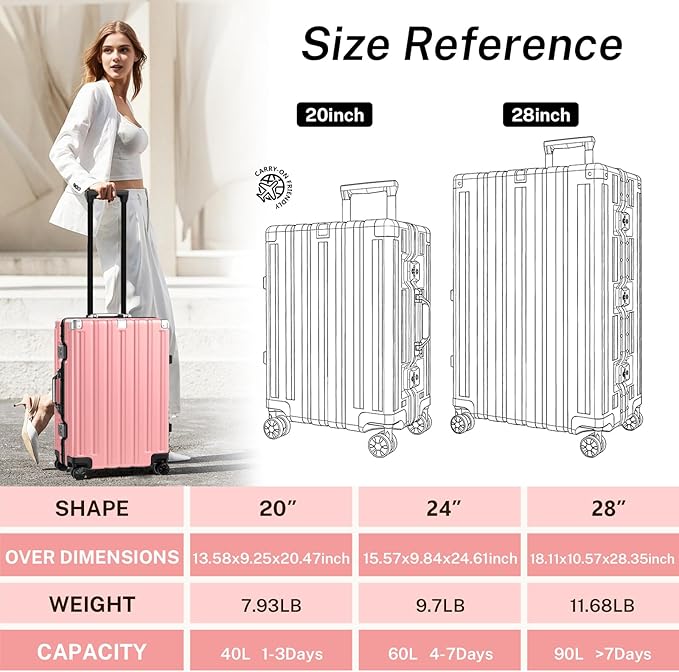 Krute Luggage 28 Inch Aluminum Frame Luggages TSA Lock No Zipper Checked - Image 3