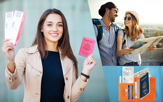 Passport Holder Cover Wallet Travel Essentials RFID Blocking Leather Card Case - Image 6