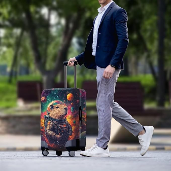Cute Capybara Suitcase Cover Fit 30-32 Inch Anti-Scratch Washable Spandex - Image 3