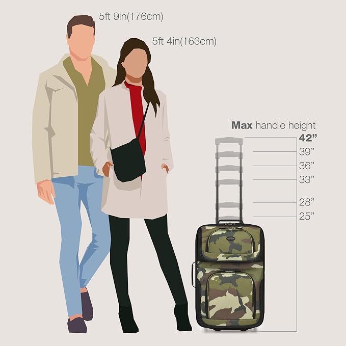 U.S. Traveler Lightweight Rolling 20" Carry On Luggage Softside Suitcase - Image 8