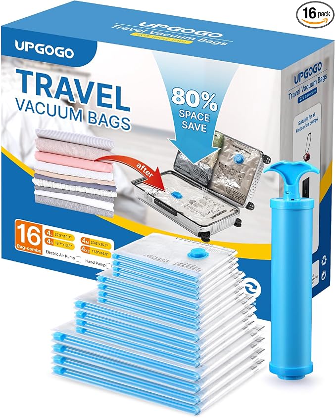 Vacuum Bags for Travel, Space Saver Vacuum Storage Combo by UPGOGO