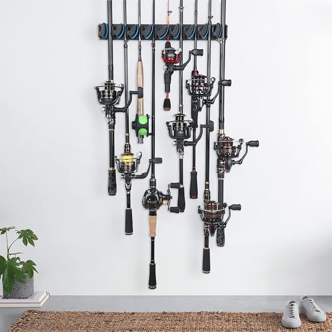 PLUSINNO 4 Pack Vertical Fishing Rod Rack, Wall Mounted Fishing Rod holder - Image 8