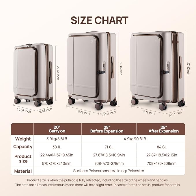 NINETYGO Medium Checked Luggage 25 Inch, Flat Top Opening Checking In Luggage - Image 6