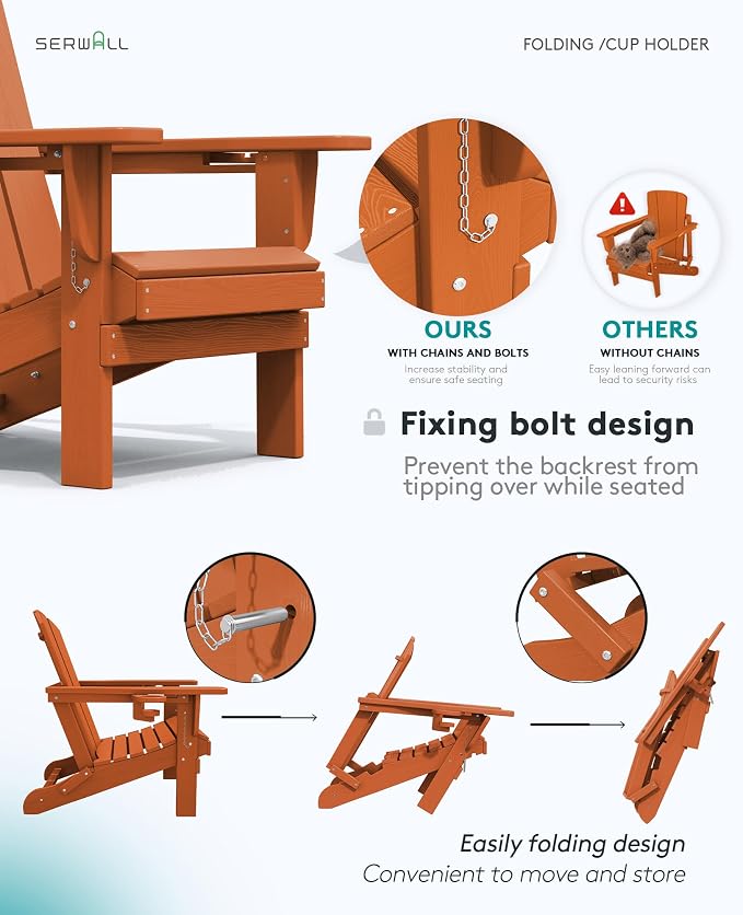 SERWALL Adirondack Chair with Cup Holders - Image 7