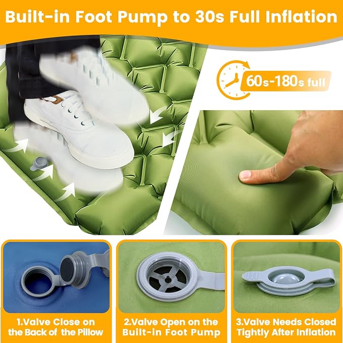 Camping Sleeping Pad, 4in Thick Ultralight Inflatable Camping Mat - Image 3