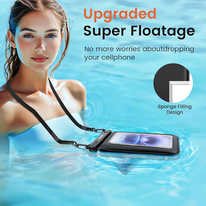 [Floatable 2 Pack Floating Waterproof Phone Pouch Case Up to 8.5", IPX8 - Image 2