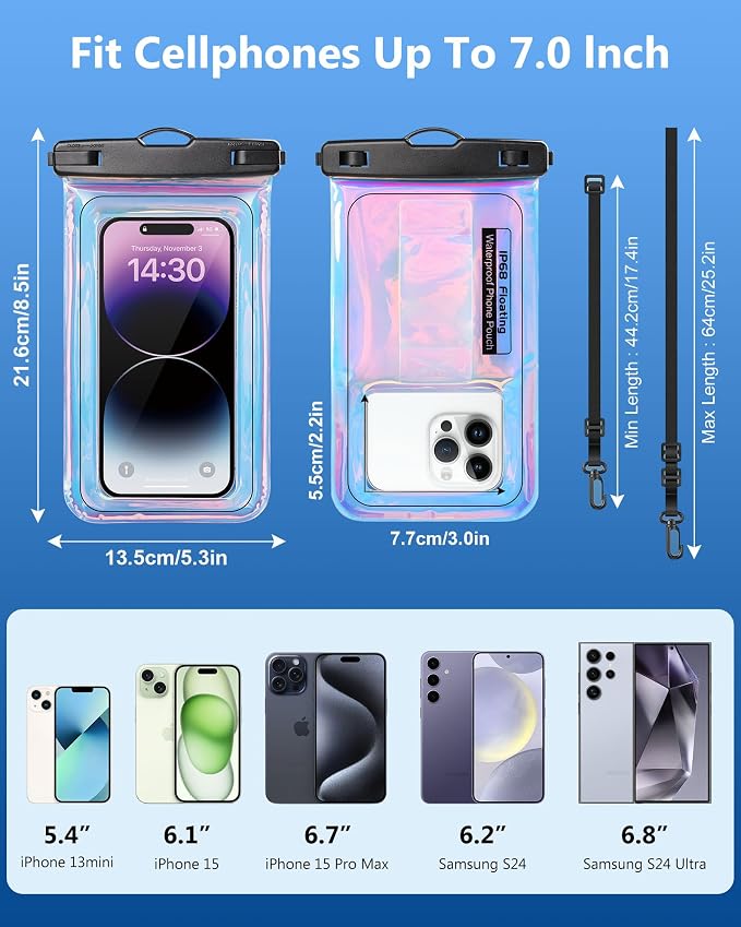 IP68 Large Floating Waterproof Phone Pouch, Water Proof Cell Phone Dry Bag - Image 3