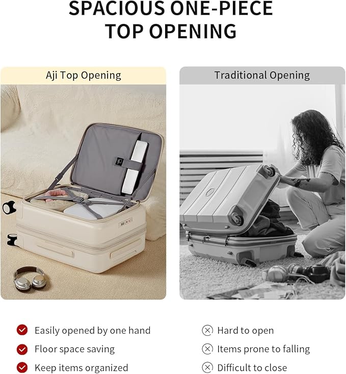 aji Expandable Top Open Carry On Luggage 22x14x9 Airline Approved, 20 Inch Hard - Image 4
