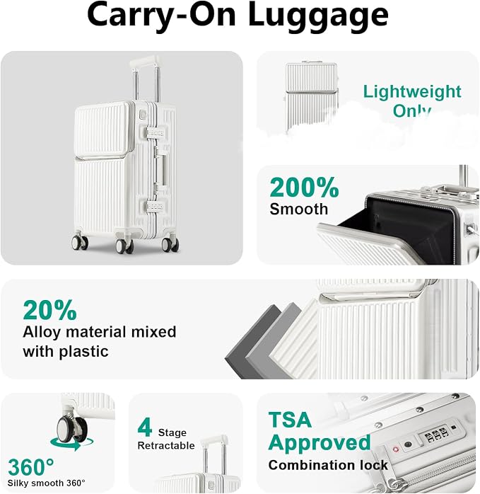 Hard Shell Luggage 24 Inch Travel Luggage, Carry-On Luggage Spinner TSA - Image 4