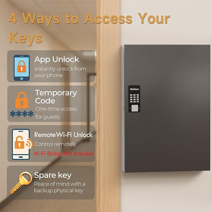 192 Key Cabinet Organizer, Metal Key Lock Box Wall Mount use OTP Technology - Image 3