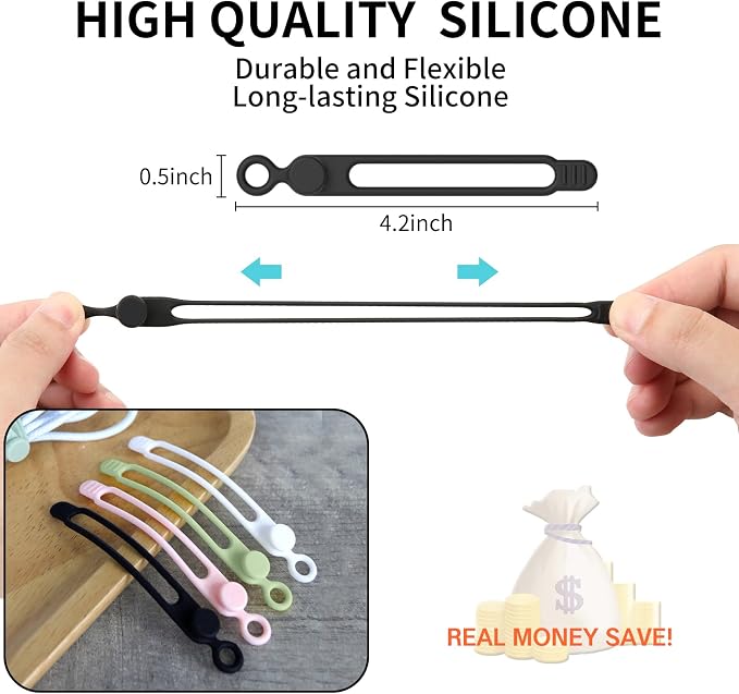 20pcs Silicone Cable Ties, Reusable Cable Management Organizer, Wire - Image 3