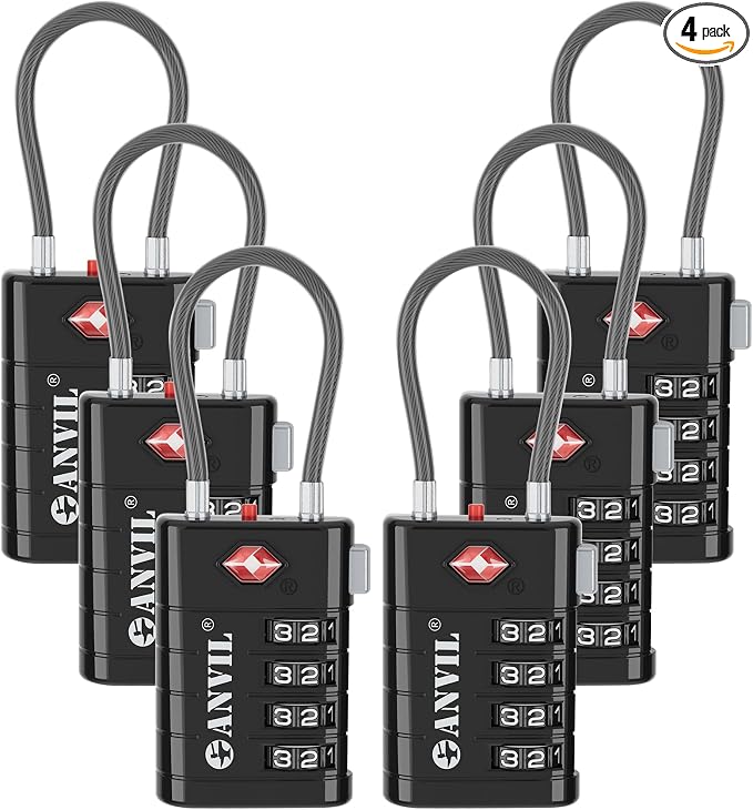 ANVIL 4 Digit Luggage Locks, TSA Locks by ANVIL