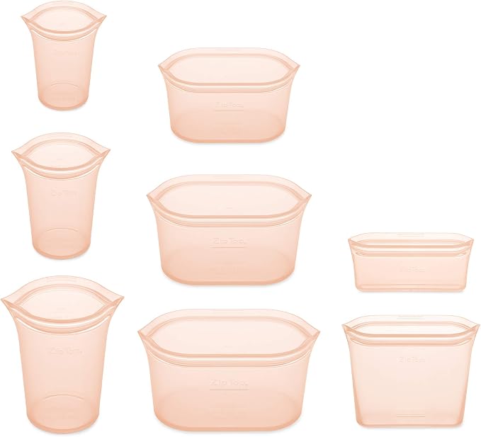 Zip Top Reusable Food Storage Bags | Full Set of 8 | Silicone Meal Prep - Image 2