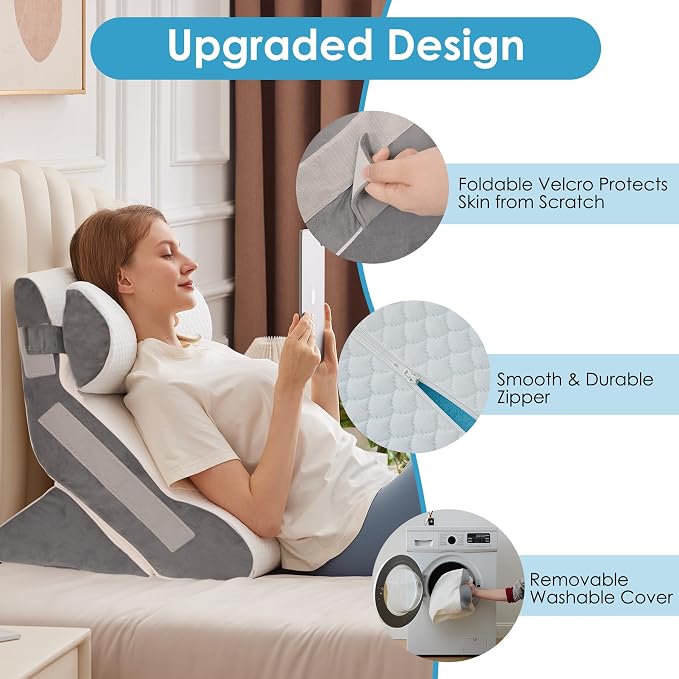 3PCS Bed Wedge Pillow for Headboard, Adjustable Wedge Pillow for Sleep Apnea - Image 6