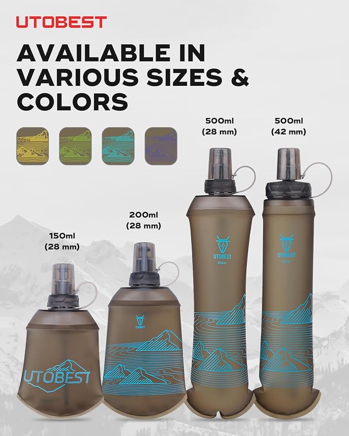 UTOBEST 500ml Soft Flask, 2 Pack Flexible TPU Hydration Water Bottle, - Image 6
