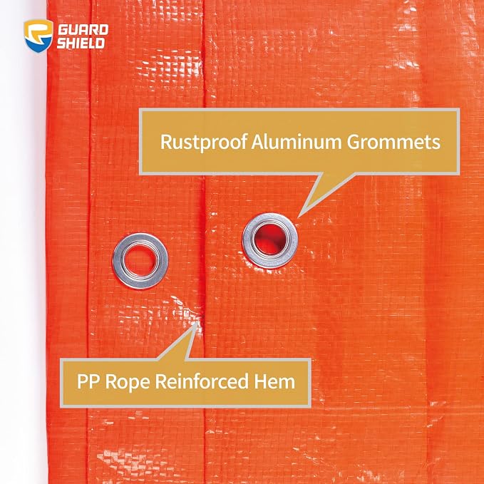 GUARD SHIELD Orange Tarp 10x12 Feet Tarps High Visibility Outdoor Poly Cover - Image 3