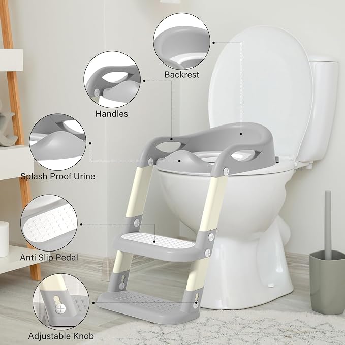 Potty Training Seat with Step Stool Ladder, Adjustable Foldable Potty Seat - Image 2