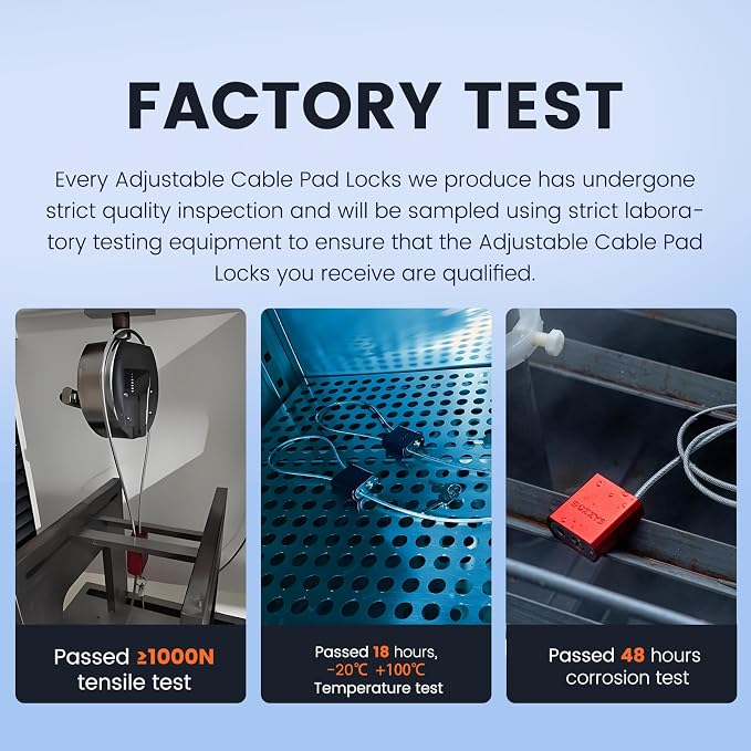 Adjustable Cable Locks with 3 Keys | 3.28ft L x 1/6in D Aluminum Steel Cable - Image 5