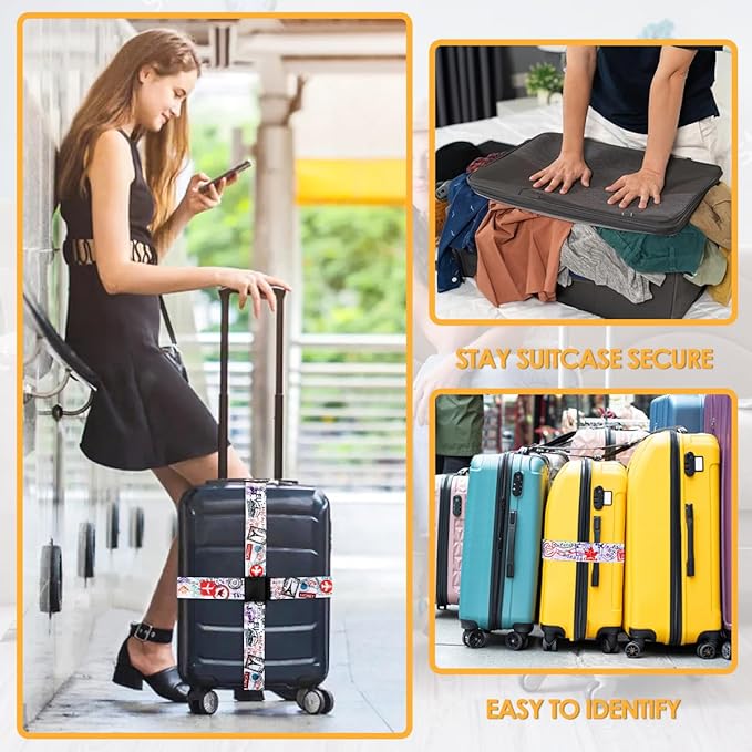 Adjustable Travel Luggage Strap Suitcase Belt Travel Bag Accessories 1.96 in W - Image 4