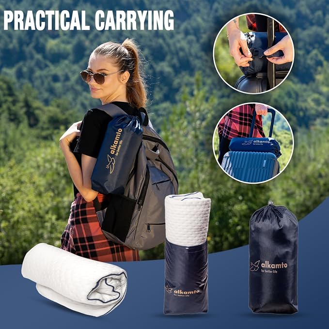 Travel & Camping Comfortable Memory Foam Pillow – Easy to Carry Portable Bag – - Image 8