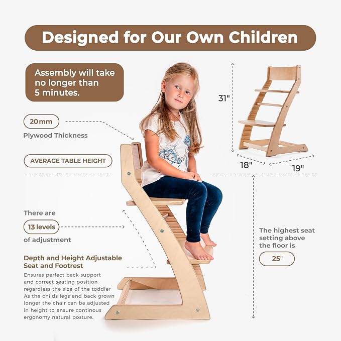FORNEL Scandinavian Wooden High Chair | The Adjustable Grow-with-Me Chair - Image 8