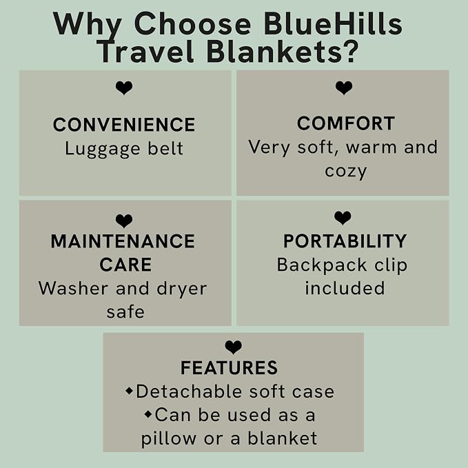 BlueHills Premium Soft Travel Blanket Pillow Airplane Blanket Soft Bag Pillow - Image 5