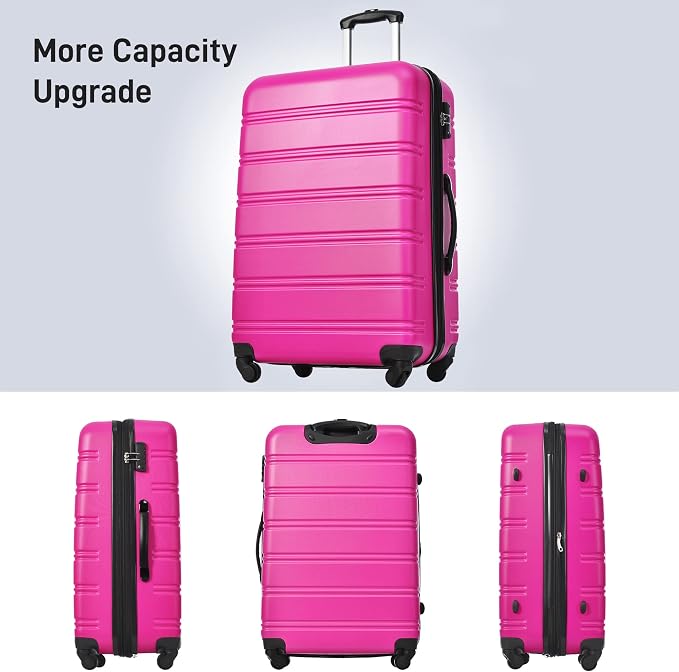 Merax Luggage sets of 3 Piece 20 28 IN Carry on Luggage Hard Case Pink Luggage - Image 4