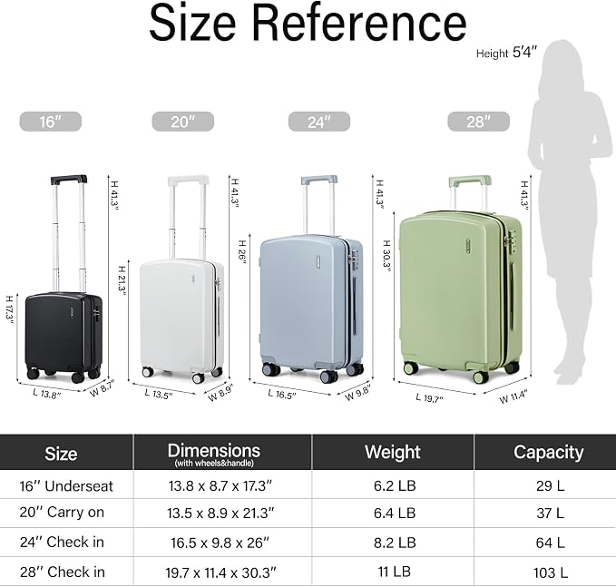Hanke 16 Inch Underseat Carry On Luggage, Airline-Approved Hard Shell Small - Image 3