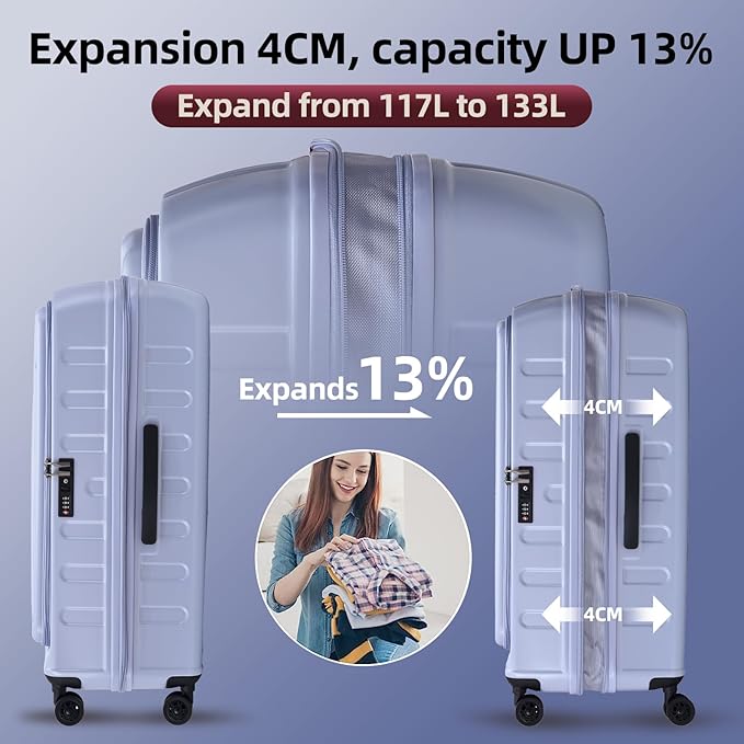 29 Inch Luggage with Expansion & Side Opening Design, 50 * 31*76cm, 117L~133L - Image 4