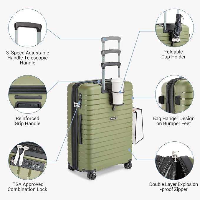 Kono 24 Inch Expandable Luggage Suitcase - Image 5