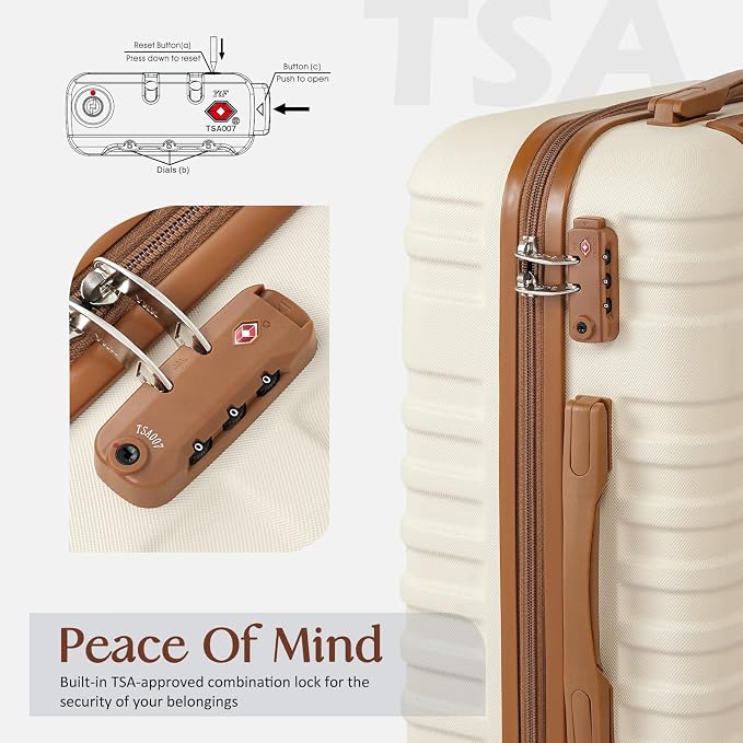 Coolife Luggage Sets Suitcase Set 3 Piece Luggage Set Carry On Hardside Luggage - Image 3