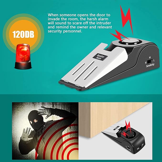 Upgraded Door Stop Alarm with Portable Door Lock 120 dB Travel Door Stopper - Image 4
