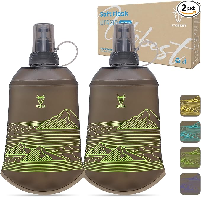UTOBEST 200ml Soft Flask, 2 Pack Flexible TPU Hydration Water Bottle, by UTOBEST