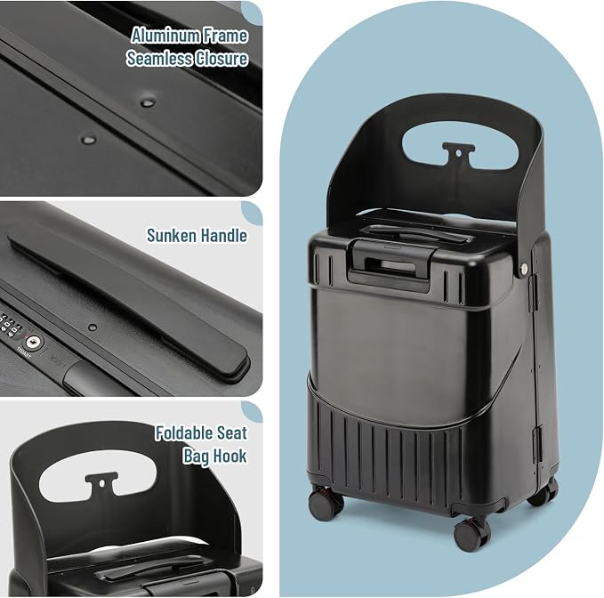 Hardside 22'' Luggage with Seat - Image 2