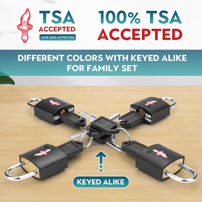 12-Pack Black Neon Square TSA Approved Luggage Lock - Image 3