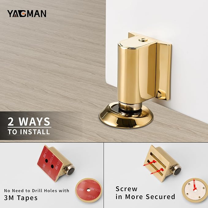 3 Pack Magnetic Door Stoppers Retractable Bottom of Door Holder No Drilling - Image 5