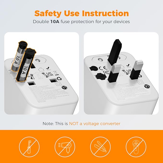 TESSAN Universal Travel Adapter, International Power Adapter - Image 6