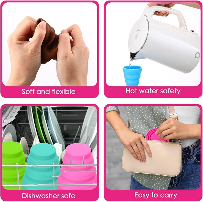 Umigy Silicone Collapsible Cup Without Lids Travel Portable Foldable Cup - Image 4