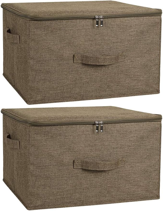 ANMINY 2PCS Storage Bins with Zipper Lids 51.9 Qt Lidded Fabric Storage Boxes by ANMINY