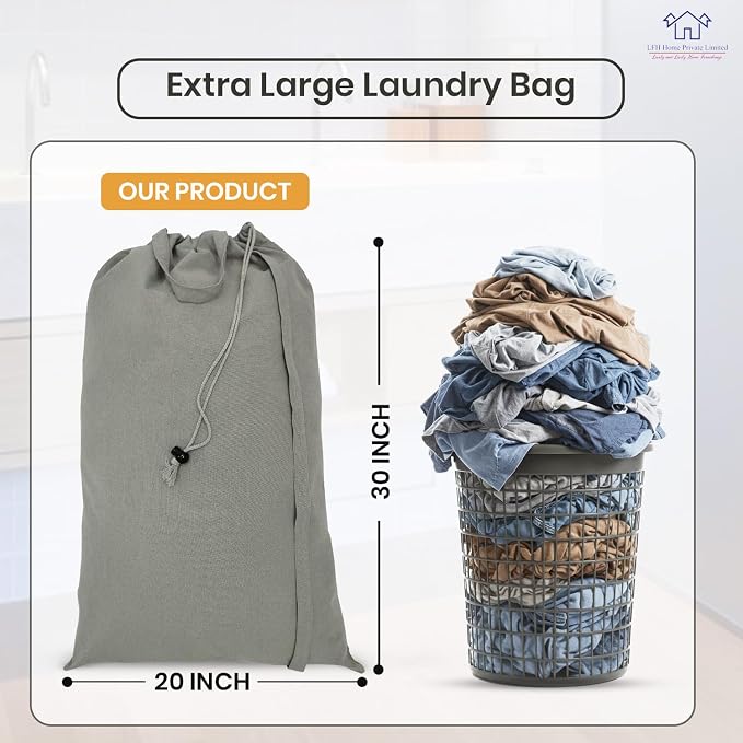 LFH Home Cotton Canvas Large Laundry Bag - Image 2