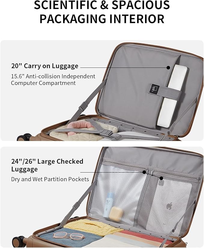 aji Expandable Top Opening 24 Inch Checked Luggage - Image 5
