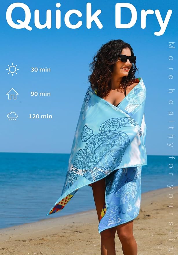 6 Pack Microfiber Lightweight Beach Towel Sand Free Quick Dry Absorbent Thin - Image 5
