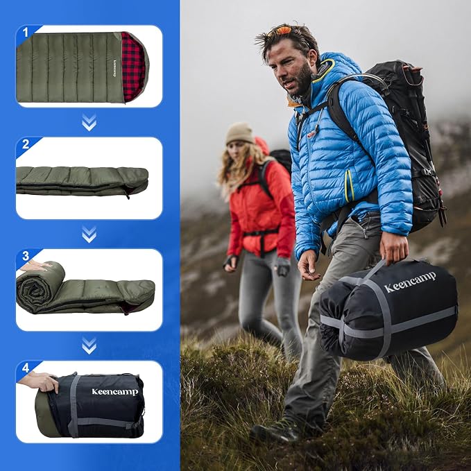 0 Degree Sleeping Bag Cotton Flannel Winter Cold Weather - Image 7