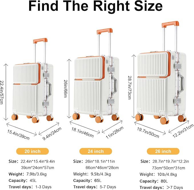 Hard Shell Luggage 26 Inch Travel Luggage, Carry-On Luggage Spinner TSA - Image 8