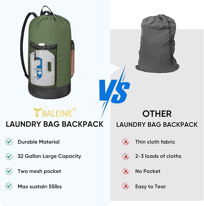 BALEINE 150L Laundry Bag Backpack, 900D Oxford Fabric Large Travel Laundry Bags - Image 5