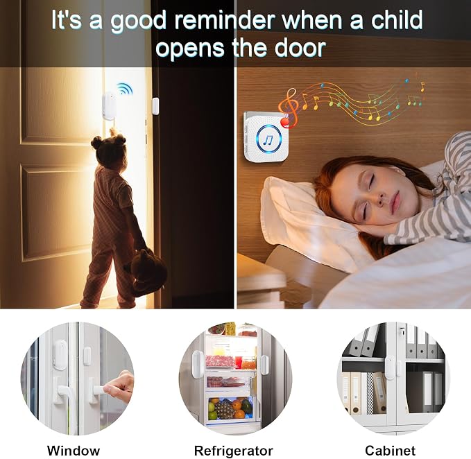 SanJie Door Chime, Door Open Contact Sensor Alarm - Image 3