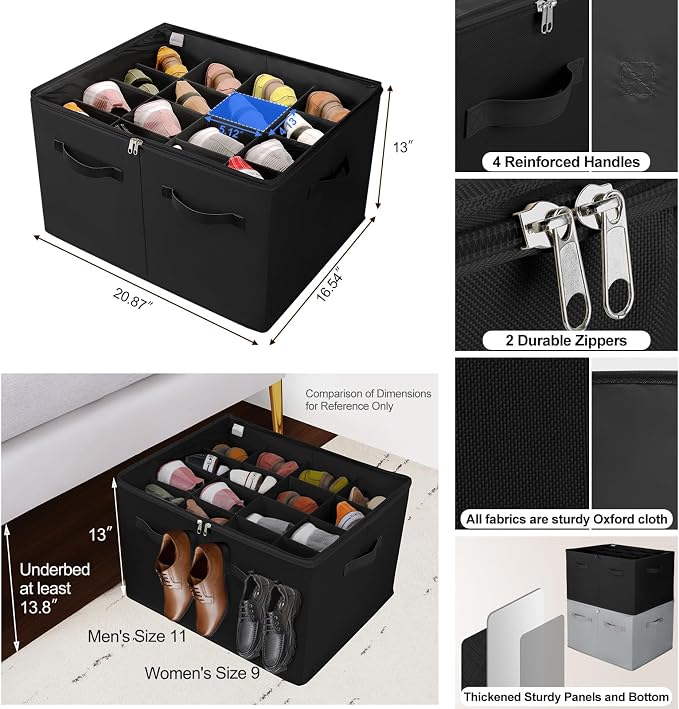 Shoe Organizer for Closet, Foldable Shoe Box - Image 3