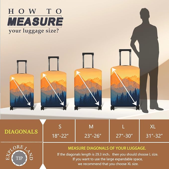 Explore Land Travel Luggage Cover Suitcase Protector Fits 27-30 Inch Case - Image 5
